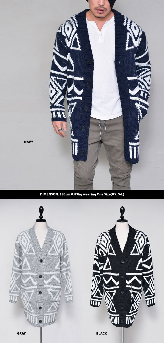 Outerwear Cardigans Tribal Pattern Long SweaterCardigan 214